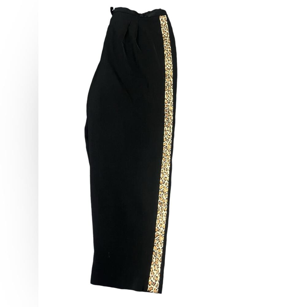 Vtg High Rise Leopard Striped Crystal Embellished Office Trousers 16 Maximalist - Picture 3 of 6